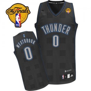 Maillot Adidas Noir Rhythm Fashion Finals Patch Authentic Oklahoma City Thunder - Russell Westbrook #0 - Homme