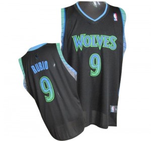 Maillot Adidas Noir Vibe Authentic Minnesota Timberwolves - Ricky Rubio #9 - Homme