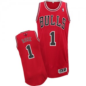 Chicago Bulls Derrick Rose #1 Road Authentic Maillot d'équipe de NBA - Rouge pour Enfants