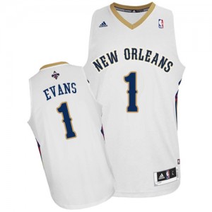 Maillot NBA Blanc Tyreke Evans #1 New Orleans Pelicans Home Swingman Homme Adidas