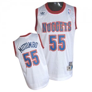 Denver Nuggets #55 Adidas Throwback Blanc Authentic Maillot d'équipe de NBA en ligne pas chers - Dikembe Mutombo pour Homme