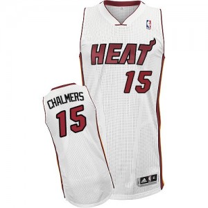 Maillot NBA Blanc Mario Chalmers #15 Miami Heat Home Authentic Homme Adidas