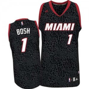 Maillot NBA Authentic Chris Bosh #1 Miami Heat Crazy Light Noir - Homme