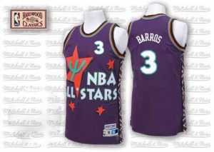 Maillot NBA Violet Dana Barros #3 Philadelphia 76ers Throwback 1995 All Star Authentic Homme Adidas