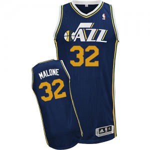 Maillot Adidas Bleu marin Road Authentic Utah Jazz - Karl Malone #32 - Homme