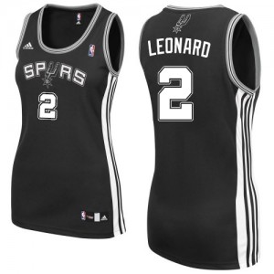 Maillot NBA San Antonio Spurs #2 Kawhi Leonard Noir Adidas Authentic Road - Femme