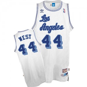 Maillot NBA Blanc Jerry West #44 Los Angeles Lakers Throwback Swingman Homme Mitchell and Ness