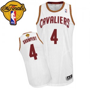 Maillot NBA Authentic Iman Shumpert #4 Cleveland Cavaliers Home 2015 The Finals Patch Blanc - Homme