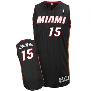 Maillot NBA Noir Mario Chalmers #15 Miami Heat Road Authentic Homme Adidas