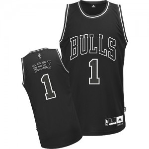 Maillot Adidas Noir Shadow Authentic Chicago Bulls - Derrick Rose #1 - Homme