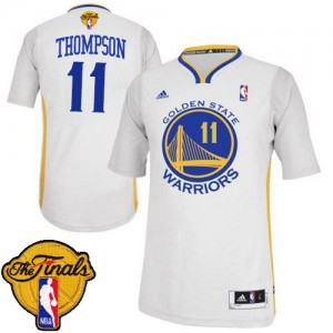Maillot NBA Golden State Warriors #11 Klay Thompson Blanc Adidas Swingman Alternate 2015 The Finals Patch - Homme