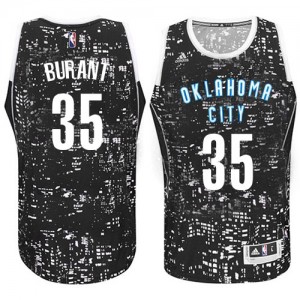Maillot NBA Oklahoma City Thunder #35 Kevin Durant Noir Adidas Authentic City Light - Homme