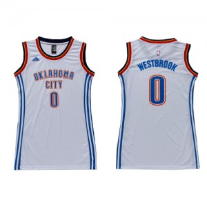 Maillot Adidas Blanc Dress Authentic Oklahoma City Thunder - Russell Westbrook #0 - Femme