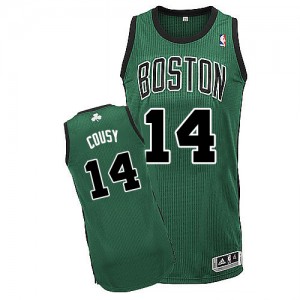 Maillot NBA Boston Celtics #14 Bob Cousy Vert (No. noir) Adidas Authentic Alternate - Homme