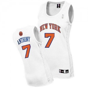 Maillot NBA New York Knicks #7 Carmelo Anthony Blanc Adidas Authentic Home - Femme
