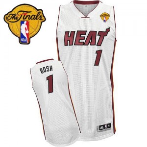 Maillot Authentic Miami Heat NBA Home Finals Patch Blanc - #1 Chris Bosh - Homme