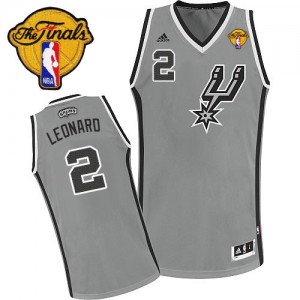 Maillot NBA Gris argenté Kawhi Leonard #2 San Antonio Spurs Alternate Finals Patch Swingman Enfants Adidas
