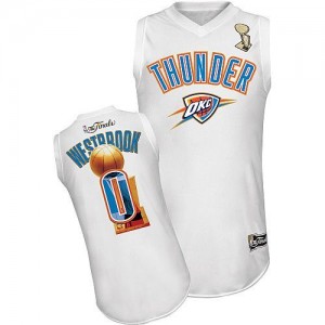 Maillot NBA Blanc Russell Westbrook #0 Oklahoma City Thunder 2012 Finals Swingman Homme Adidas