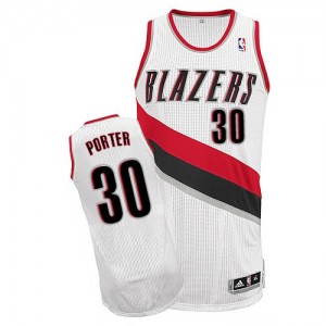Maillot Adidas Blanc Home Authentic Portland Trail Blazers - Terry Porter #30 - Homme