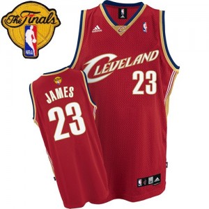 Maillot NBA Vin Rouge LeBron James #23 Cleveland Cavaliers 2015 The Finals Patch Swingman Homme Adidas
