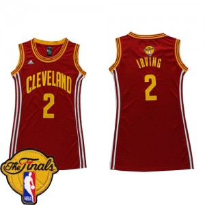 Cleveland Cavaliers Kyrie Irving #2 Dress 2015 The Finals Patch Authentic Maillot d'équipe de NBA - Vin Rouge pour Femme