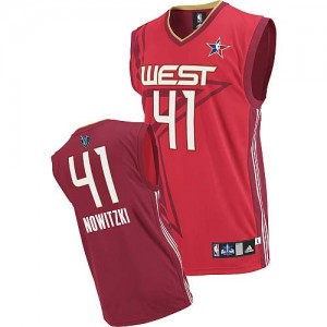 Maillot NBA Rouge Dirk Nowitzki #41 Dallas Mavericks 2010 All Star Authentic Homme Adidas
