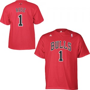 T-Shirt Adidas Rouge Game Time Chicago Bulls - Derrick Rose #1 - Homme