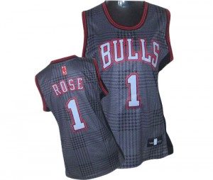 Maillot NBA Chicago Bulls #1 Derrick Rose Noir Adidas Swingman Rhythm Fashion - Femme