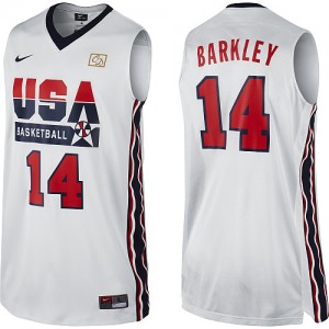 Maillot Nike Blanc 2012 Olympic Retro Authentic Team USA - Charles Barkley #14 - Homme