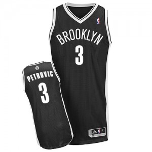 Brooklyn Nets Drazen Petrovic #3 Road Authentic Maillot d'équipe de NBA - Noir pour Homme