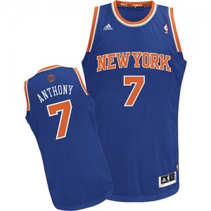 Maillot NBA New York Knicks #7 Carmelo Anthony Bleu royal Adidas Swingman Road - Homme