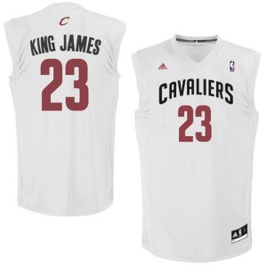 Maillot NBA Cleveland Cavaliers #23 LeBron James Blanc Adidas Authentic King James - Homme