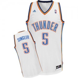 Oklahoma City Thunder #5 Adidas Home Blanc Swingman Maillot d'équipe de NBA en soldes - Kyle Singler pour Homme
