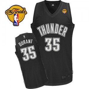 Maillot NBA Oklahoma City Thunder #35 Kevin Durant Noir Adidas Authentic Shadow Finals Patch - Homme