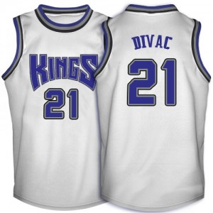 Maillot NBA Sacramento Kings #21 Vlade Divac Blanc Adidas Swingman Throwback - Homme
