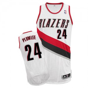 Portland Trail Blazers #24 Adidas Home Blanc Authentic Maillot d'équipe de NBA pour pas cher - Mason Plumlee pour Homme