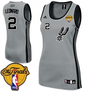 Maillot NBA San Antonio Spurs #2 Kawhi Leonard Gris argenté Adidas Authentic Alternate Finals Patch - Femme