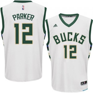 Maillot NBA Milwaukee Bucks #12 Jabari Parker Blanc Adidas Authentic Home - Homme