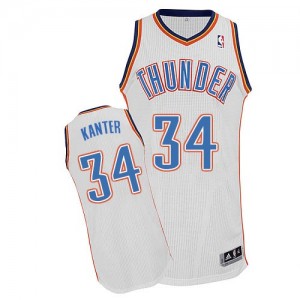 Maillot NBA Oklahoma City Thunder #34 Enes Kanter Blanc Adidas Authentic Home - Homme