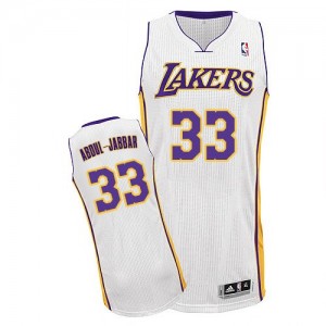 Maillot NBA Los Angeles Lakers #33 Kareem Abdul-Jabbar Blanc Adidas Authentic Alternate - Homme