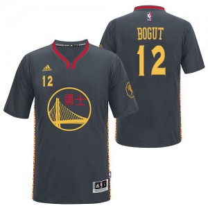 Golden State Warriors #12 Adidas Slate Chinese New Year Noir Swingman Maillot d'équipe de NBA magasin d'usine - Andrew Bogut pour Homme