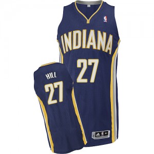 Maillot NBA Bleu marin Jordan Hill #27 Indiana Pacers Road Authentic Homme Adidas