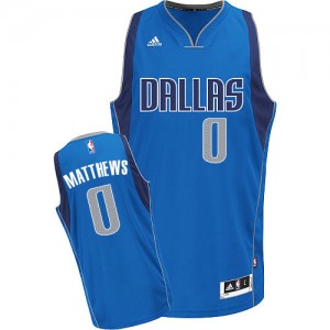 Maillot NBA Dallas Mavericks #0 Wesley Matthews Bleu royal Adidas Swingman Road - Enfants
