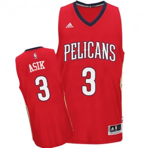 Maillot NBA New Orleans Pelicans #3 Omer Asik Rouge Adidas Authentic Alternate - Homme