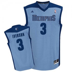 Maillot NBA Bleu clair Allen Iverson #3 Memphis Grizzlies Alternate Swingman Homme Adidas