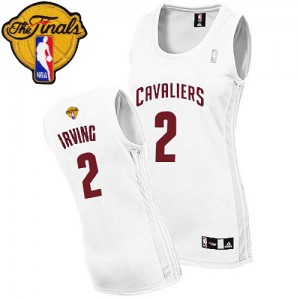 Cleveland Cavaliers #2 Adidas Home 2015 The Finals Patch Blanc Authentic Maillot d'équipe de NBA Promotions - Kyrie Irving pour Femme