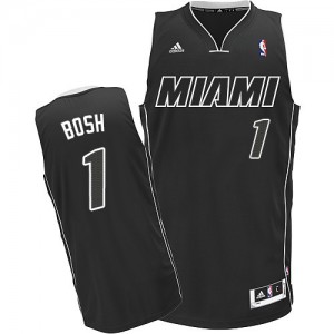 Miami Heat Chris Bosh #1 Swingman Maillot d'équipe de NBA - Noir Blanc pour Homme