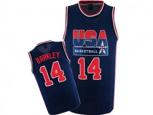 Team USA #14 Nike 2012 Olympic Retro Bleu marin Authentic Maillot d'équipe de NBA à vendre - Charles Barkley pour Homme