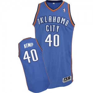 Maillot NBA Oklahoma City Thunder #40 Shawn Kemp Bleu royal Adidas Authentic Road - Homme