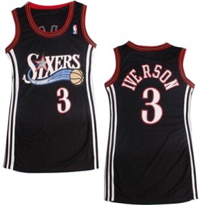 Maillot Authentic Philadelphia 76ers NBA Dress Noir - #3 Allen Iverson - Femme